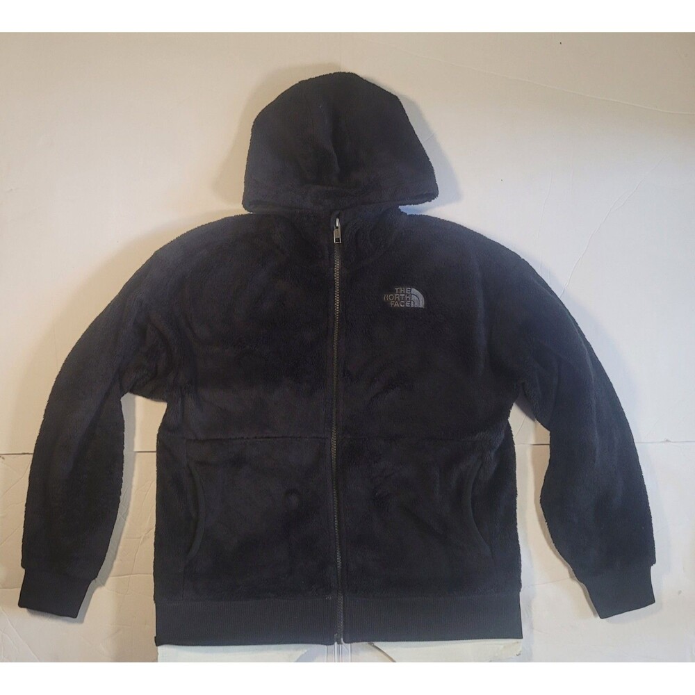 The North Face Girls Fleece Hoodie Full Zip Black on black Size Large 12. #CT